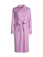 Striped Tie-Front Shirtdress