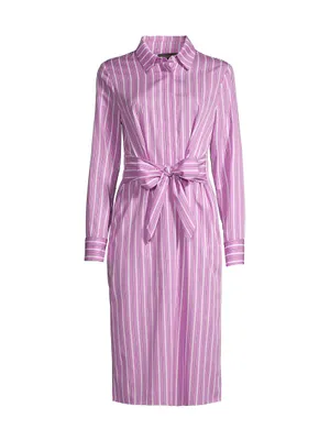 Striped Tie-Front Shirtdress