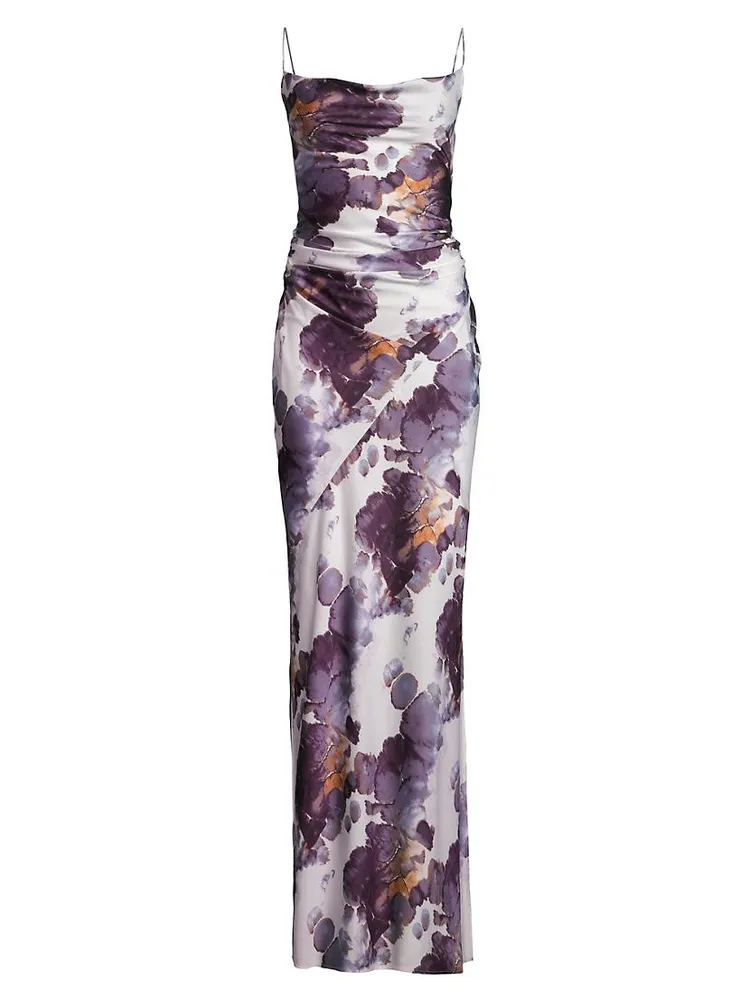 Printed Ruched Side Maxi Dress