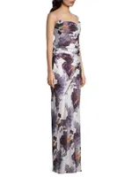 Printed Ruched Side Maxi Dress