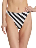 Luca Striped High-Waist Bikini Bottom