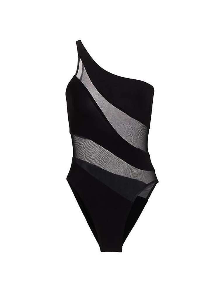 Mio Snake Mesh One-Piece Swimsuit