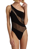 Mio Snake Mesh One-Piece Swimsuit