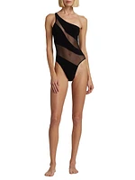 Mio Snake Mesh One-Piece Swimsuit