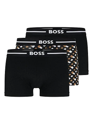 Three-pack of stretch-cotton trunks with logo waistbands