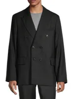 Unstructured Double-Breasted Wool Blazer