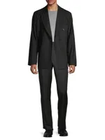 Unstructured Double-Breasted Wool Blazer