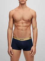 Two-pack of pure-cotton trunks with metallic waistbands