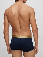 Two-pack of pure-cotton trunks with metallic waistbands