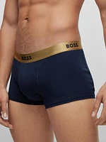 Two-pack of pure-cotton trunks with metallic waistbands