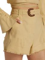 Kermit Belted Linen-Blend Shorts