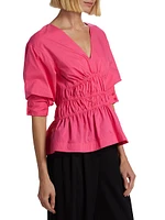 Yuni Cotton Poplin Puff-Sleeve Top