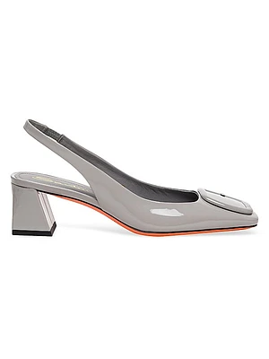50MM Buckle Patent Leather Slingback Pumps