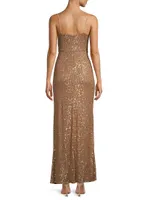 Sequined Cowlneck Gown