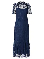 Martine Floral Lace Midi-Dress