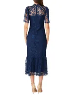 Martine Floral Lace Midi-Dress