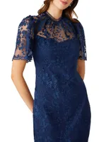 Martine Floral Lace Midi-Dress