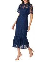 Martine Floral Lace Midi-Dress