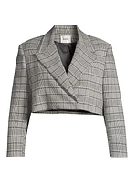 Glen Check Wool-Blend Crop Jacket