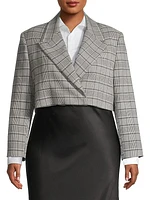 Glen Check Wool-Blend Crop Jacket