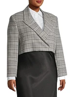 Glen Check Wool-Blend Crop Jacket