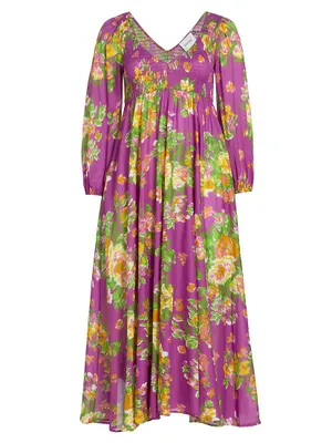 Smocked Floral Maxi Dress