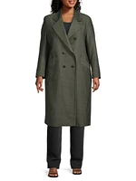 Double-Breasted Herringbone Coat