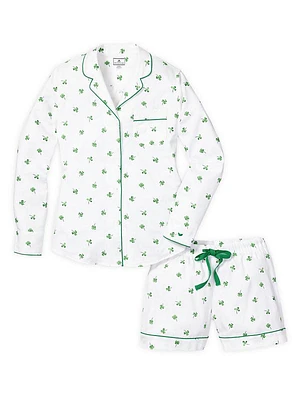 2-Piece Shamrocks Long Sleeve Shorts Pajama Set