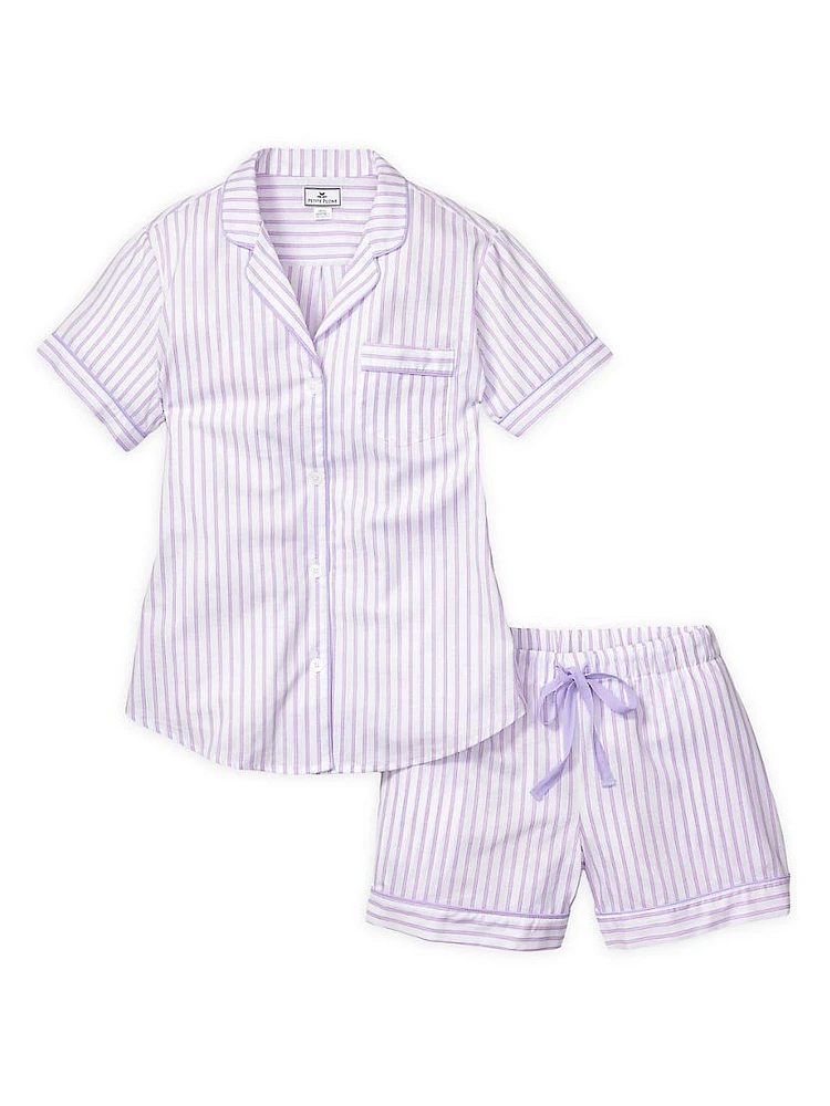 2-Piece French Ticking Striped Pajama Shorts Set