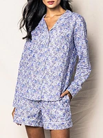 2-Piece Fleur D'azur Long-Sleeve Shorts Pajama Set