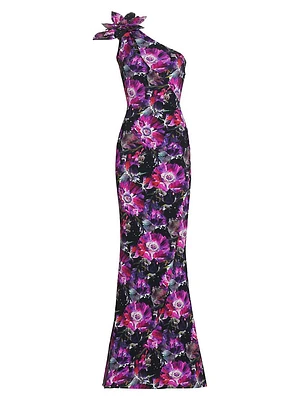 Gosia Floral One-Shoulder Gown