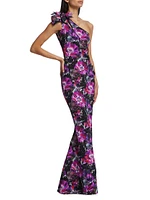 Gosia Floral One-Shoulder Gown