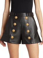 Leather Buttoned Shorts