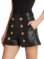 Leather Buttoned Shorts