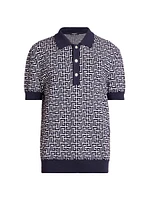 Monogram Wool & Linen-Blend Polo Shirt