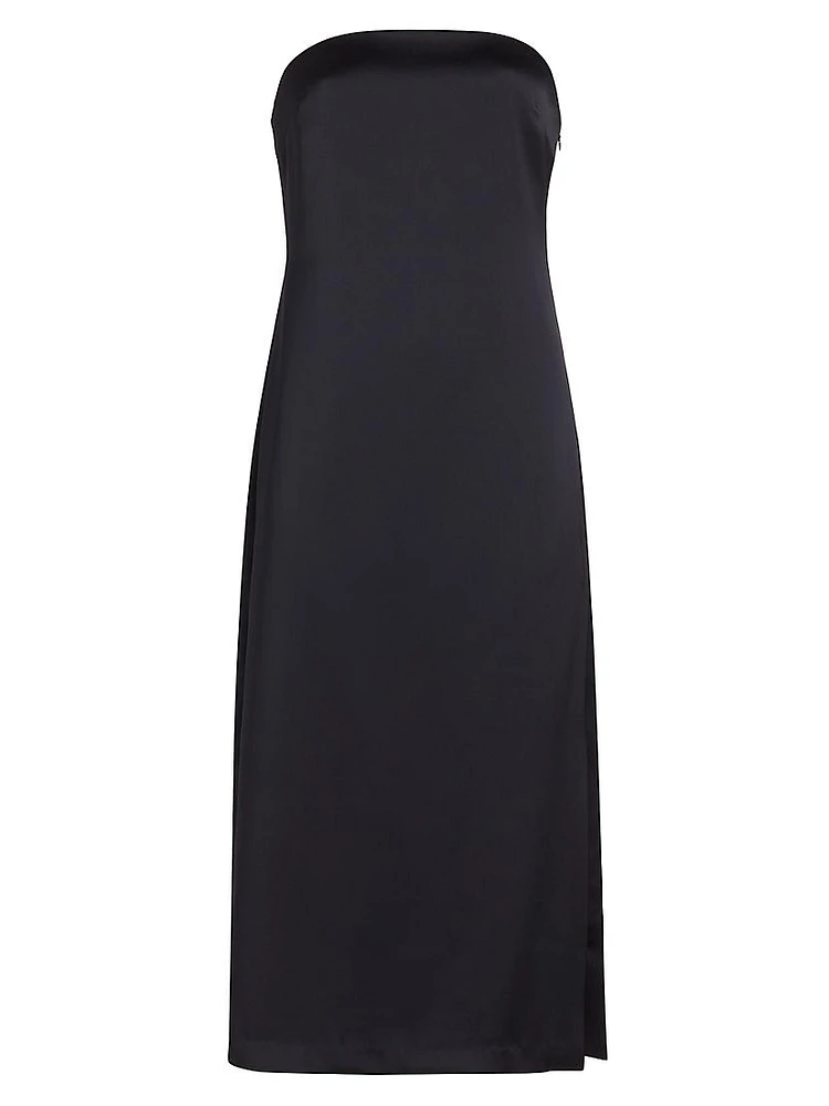 Lisa Satin Strapless Midi-Dress