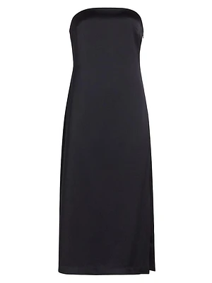 Lisa Satin Strapless Midi-Dress