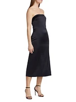 Lisa Satin Strapless Midi-Dress