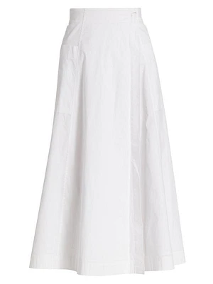 Cotton Poplin Wrap Midi-Skirt