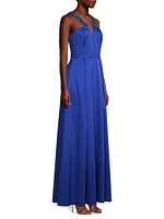 V-Neck Embellished Mikado Gown