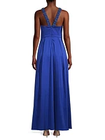 V-Neck Embellished Mikado Gown