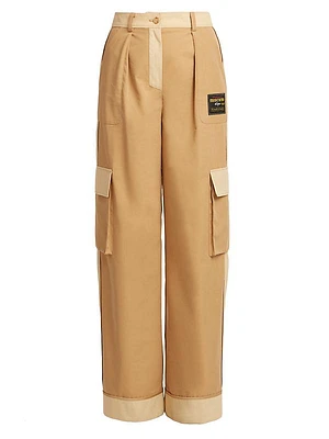 Wide-Leg Colorblock Cargo Pants