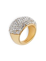 14K-Gold-Plated, Clay, & Crystal Domed Ring