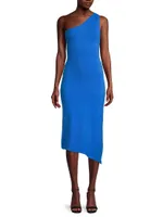 Asymmetric Pointelle Midi-Dress