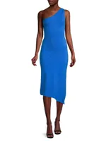 Asymmetric Pointelle Midi-Dress