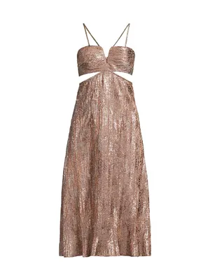 Foil Cut-Out Midi-Dress