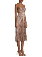 Foil Cut-Out Midi-Dress