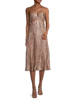 Foil Cut-Out Midi-Dress