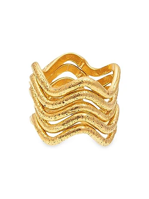 Flow 5-Piece 22K Gold-Plated Ring Set