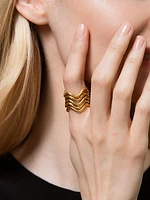 Flow 5-Piece 22K Gold-Plated Ring Set